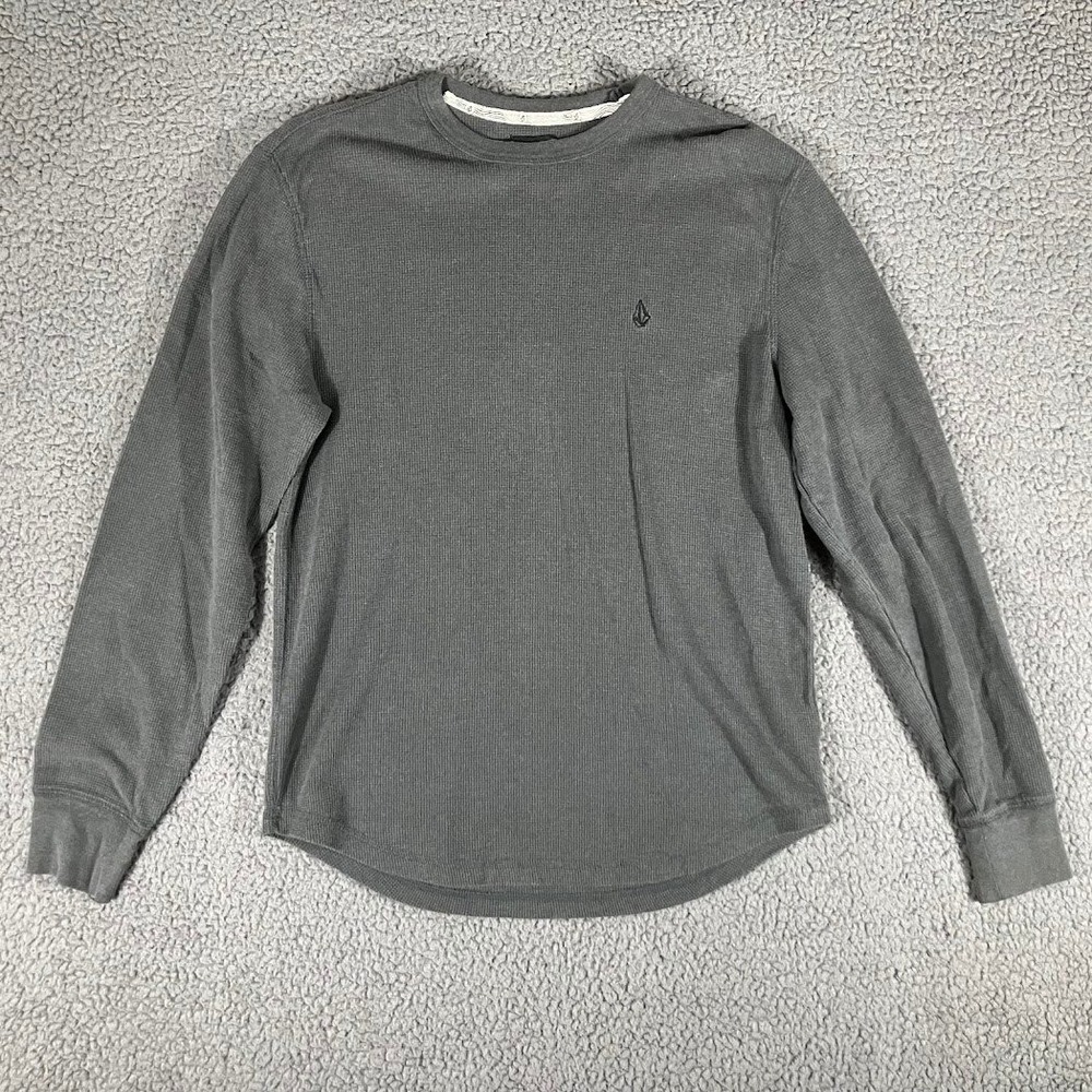Volcom Mens Eveleth Thermal Shirt Olive Green Waffle Knit Long Sleeve Large